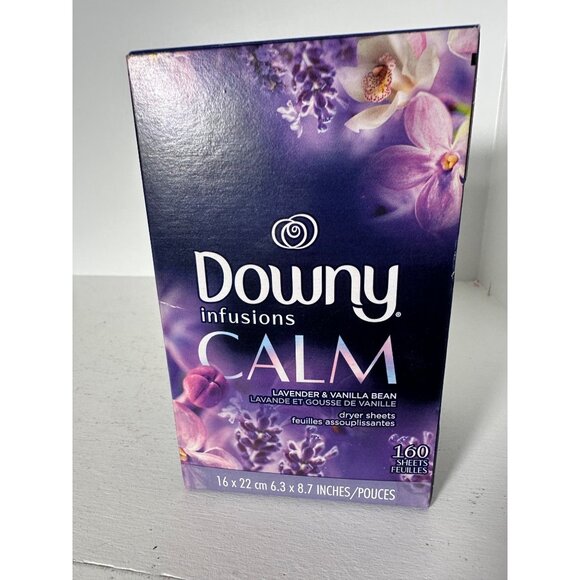 Downy Infusions Calm Dryer Sheets Lavender & Vanilla Bean 160 Count 6.3x8.7 Inch - Picture 3 of 3